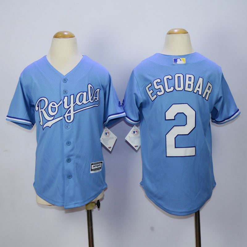 Youth Kansas City Royals 2 Eacobar Light Blue MLB Jerseys